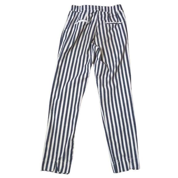 BRANDY MELVILLE Italy Womens Navy White Wide Striped Tapered Leg Pants SZ 4 - Picture 5 of 9